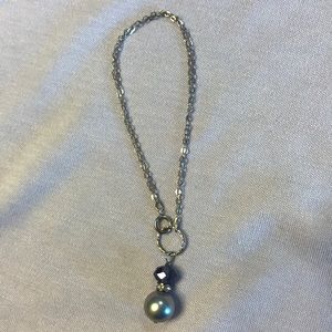 Sterling silver bracelet purple & silver charm